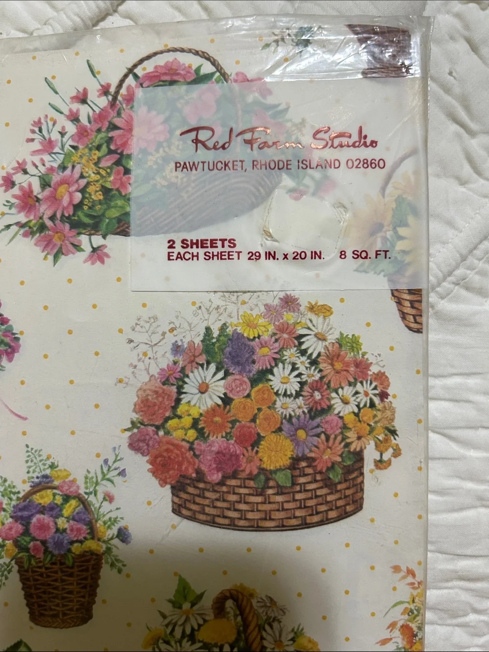 Vintage Nature Motif Gift Wrap Sheets - Fish, Bear & Dragonfly 8 ft total NIP